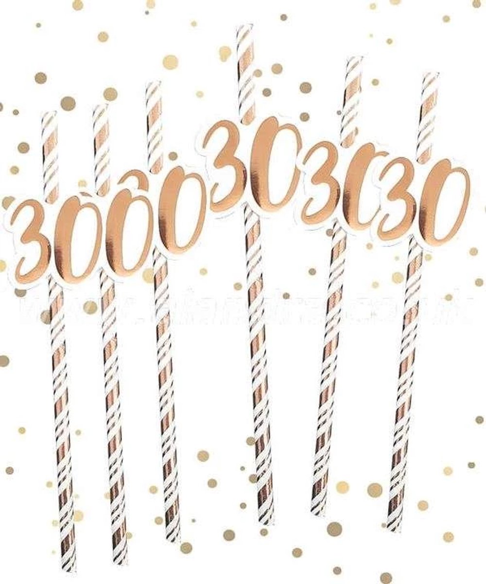 Rietjes 30 jaar - rosegoud - 6 stuks