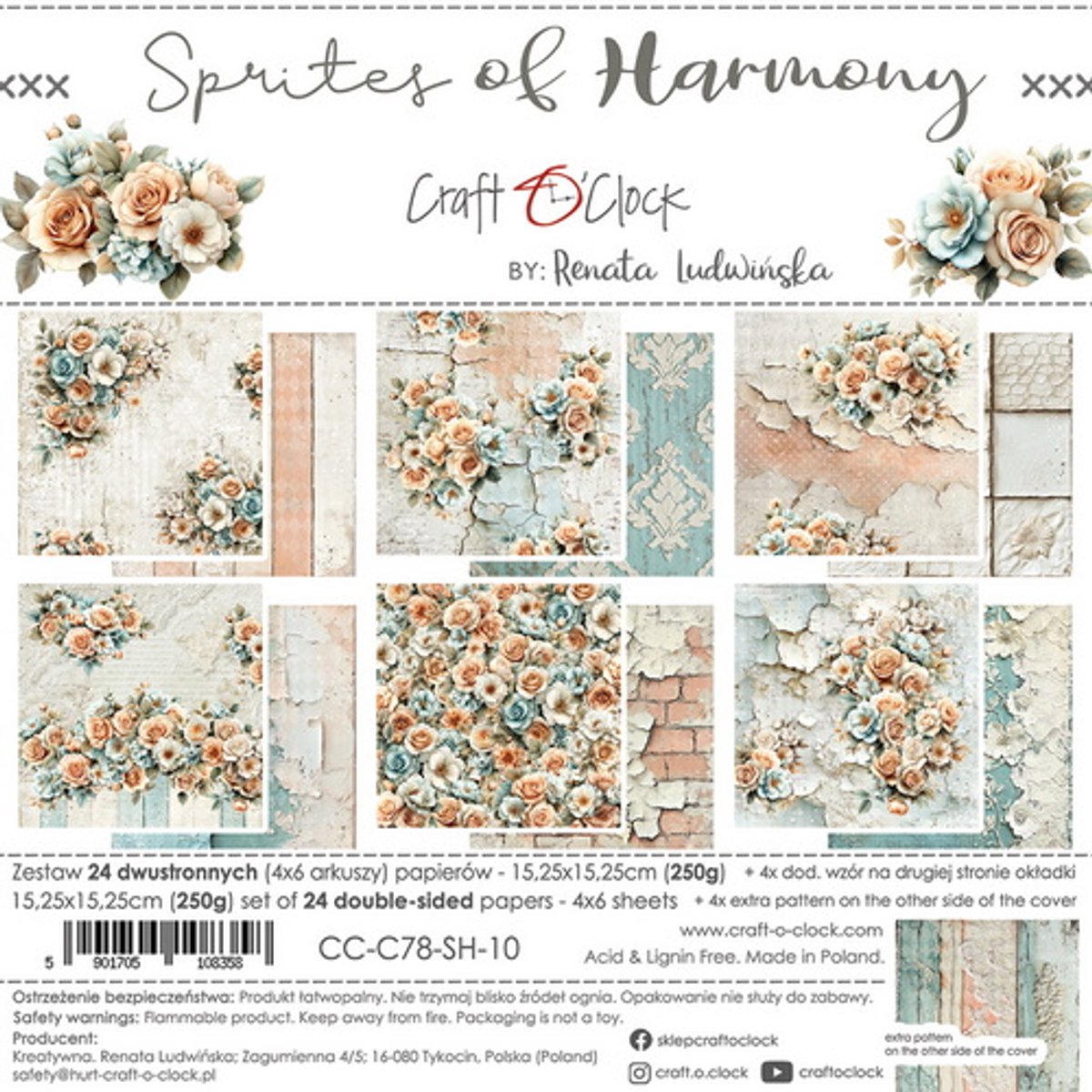 Craft O Clock Set of Papers 15x15 cm - 10 Sprites of Harmony
