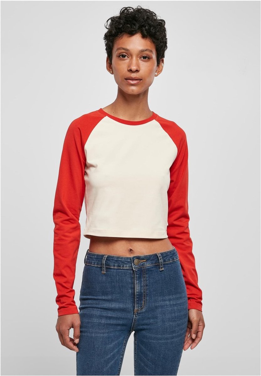 Urban Classics Organic Cropped Retro Baseball Longsleeve top 3XL Gebroken Creme