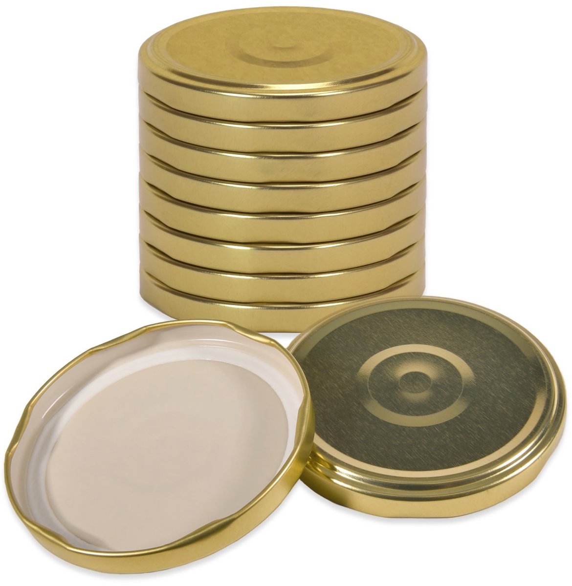 Oputec 10x twist-off draaideksel TO 82 (82 mm) – gouden inmaakdeksel – reserve voor jampotten & weckpotten