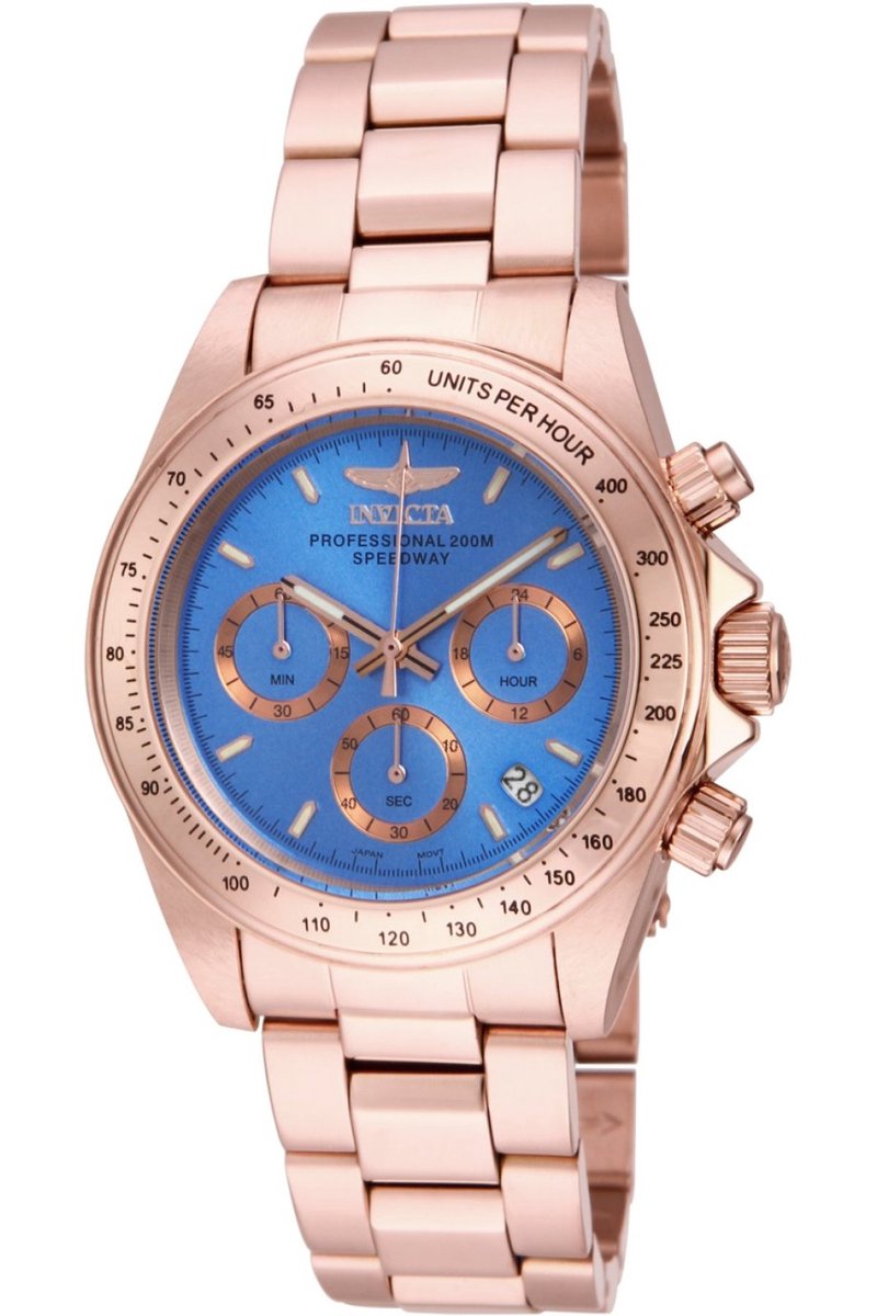 Invicta Speedway 16658 Horloge - Waterdicht - Analoog - Quartz Uurwerk - Roestvrij Staal met blauwe Wijzerplaat - 39mm
