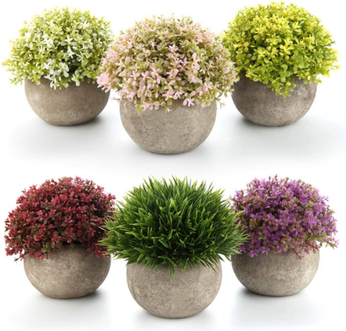 BOG Set Van 6 Kunstplanten Met Pot - Kleurrijke Nepbloemen - Levensechte Kunstbloemen - Decoratieve Kunstplanten Voor Woonkamer - Kantoor - Huisdecoratie VEELKLEURIG