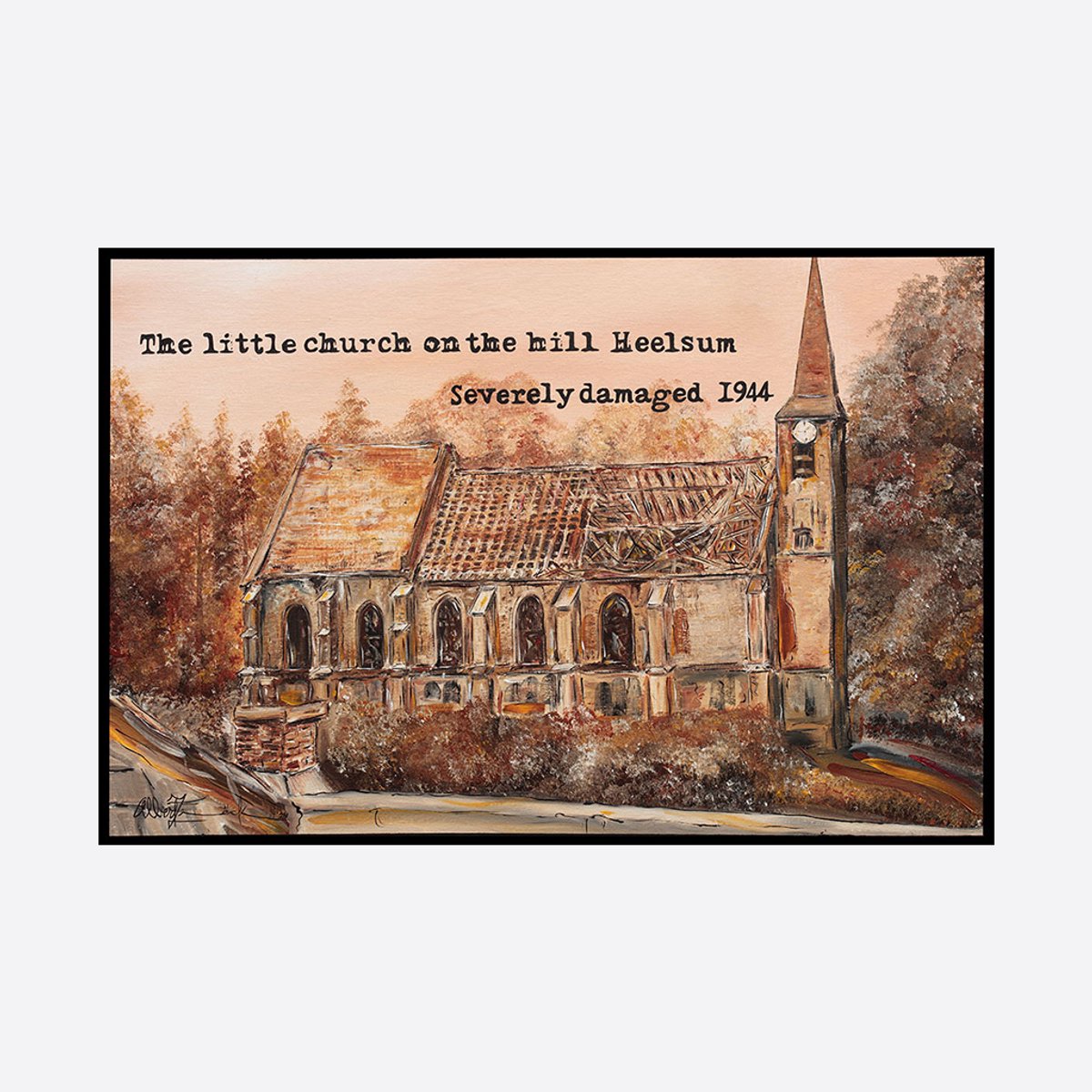 Zeefdruk Airborne Collection - The little church on the hill - Heelsum