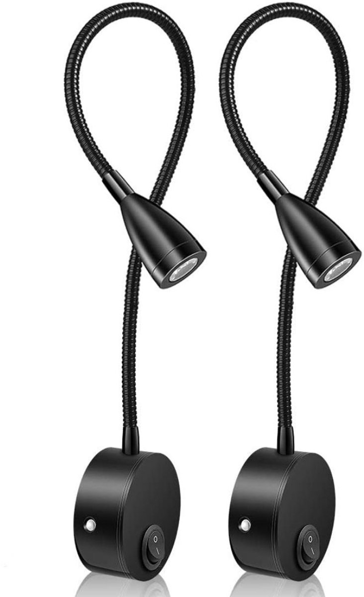 MKSS® Bedlampjes Hoofdbord - Leeslampjes - Bedlamp Slaapkamer Volwassenen - 2 Stuks - Zwart