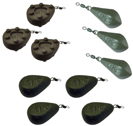 FC's Vislood assorti '100g' - 10 stuks - 4 Flat Pear, 3 Grip & 3 Distance Lead - Wartellood - 10 x 100g - Karper Lood - Werplood