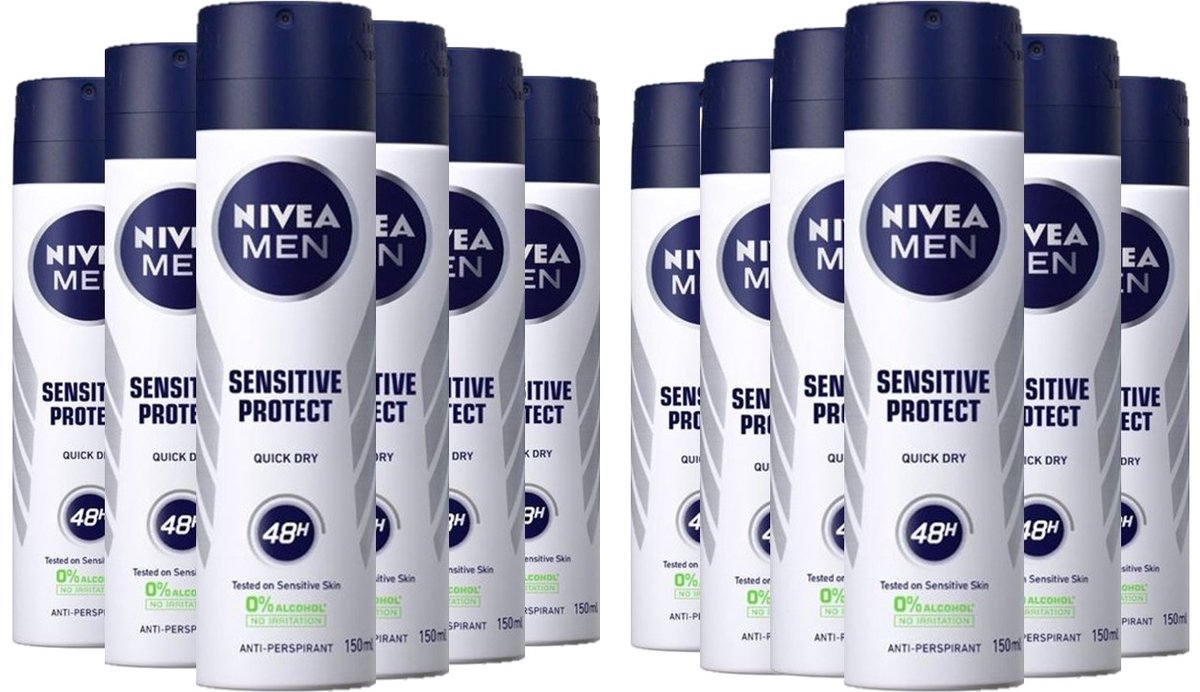 NIVEA Sensitive Protect Deo Spray Men - JUMBOPAK 12 x 150 ml