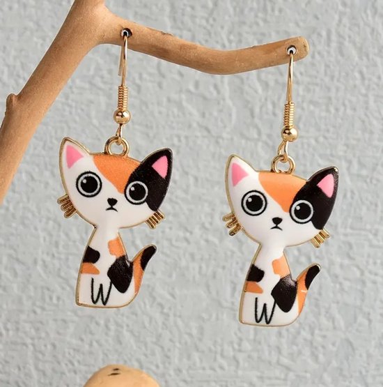 Boucles d'oreilles chat style dessin animé mignon