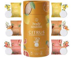 Body Restore Shower Steamers Citrus Mix - Luxe Cadeaupakket (6 stuks) met 3 geuren - Ideaal Cadeau voor Feestdagen, Verjaardagen & Moederdag