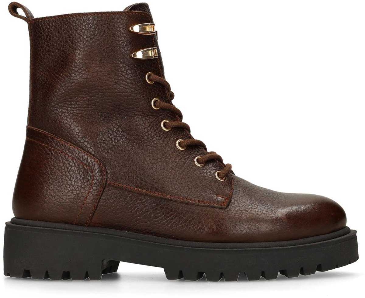 Manfield Dames Bruine leren veterboots