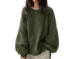 Livano Sweater Dames - Sweaters - Hoodie - Warme Trui - Vest - Legergroen - M