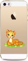 Apple Iphone 5 / 5S / SE2016 transparant siliconen hoesje Jachtluipaard