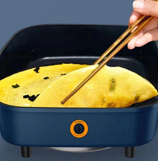 WizBay Premium Select® 3in1 Koreaanse Elektrische Grill 6L - Hotpot - Stoompan - Inclusief Aluminium Stoomplaat - Funcooking - Gourmetten - 4 tot 6 Personen - Anti Aanbak Laag - 1500W - Temperatuurregeling - Blauw — afbeelding 3