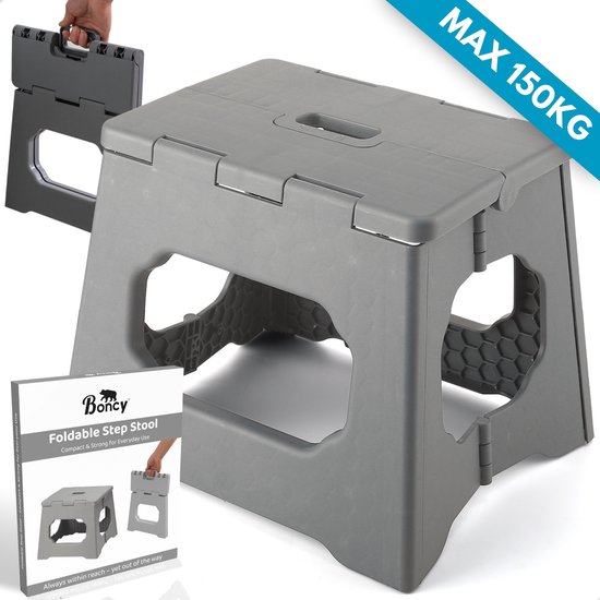 Foto: Boncy premium opstapje inklapbaar xl volwassenen kinderen opstapkrukje opvouwbaar voor keuken badkamer caravan camper 30 x 24 x 24 cm camping krukje opstapjes trapje kind opstap