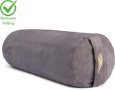 MindBaas - Yoga Bolster - Eco - Suede - Donkergrijs - Dubbel Gestikt - 60 x 20 cm (lengte x diameter) - Yoga Kussen - Yoga Rol
