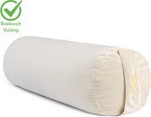 MindBaas - Yoga Bolster - Eco - Crème Velvet - Dubbel Gestikt - 60 x 20 cm (lengte x diameter) - Yoga Kussen - Yoga Rol