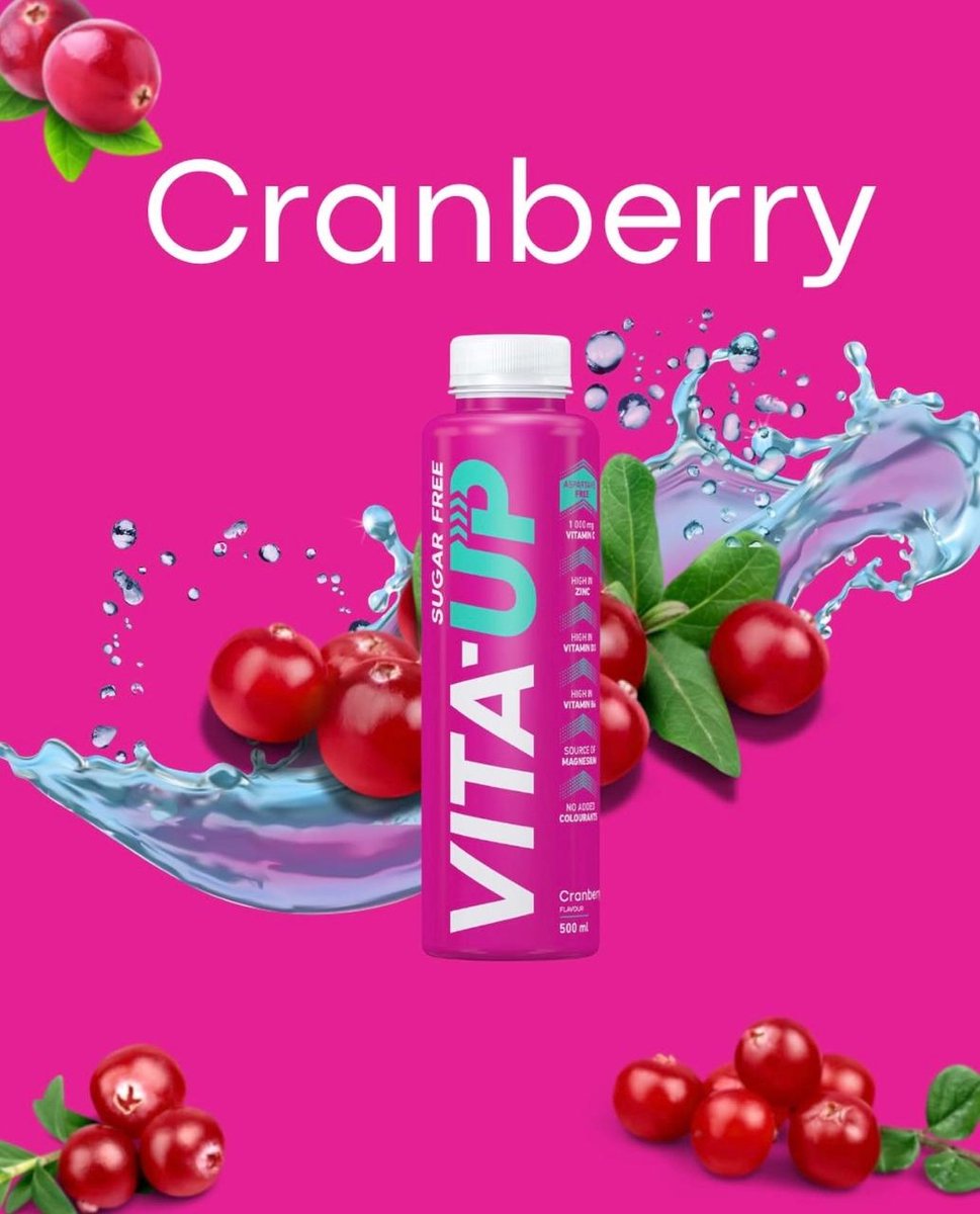 Water Vita-Up - Cranberry - Sugar/Aspartame Free - Vitamins B - C - D - Magnesium - Zinc