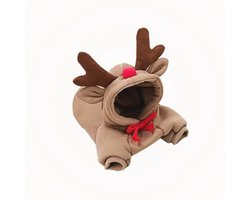 Hondenjas - Warme winterkleding - Schattige eland hondenjas - Warme Hondenjas - Hoodie - Fleece hondenkleding - Bovenkleding - Perfect voor Franse bulldog - Chihuahua - Bruin - Maat M