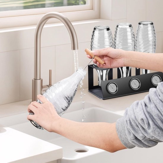 Tovbmup Borstel - 32,5 cm - Perfect geschikt voor SodaStream-flessen van glas en Duo-plastic - Met stevige haren en een zachte spons - Zorgt geschikt voor een krachtige reiniging zonder de fles te beschadigen van Merkloos — afbeelding 5