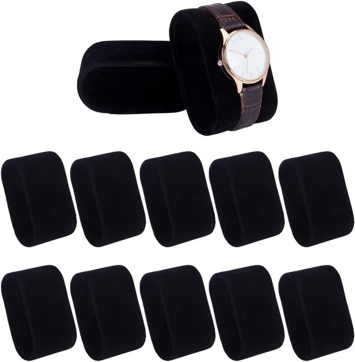 Allecto plus - Fluwelen Horloge Kussens Set van 20 Stuks voor Sieraden Display Opslag met Zwarte Bangle Kussens - Geschikt voor Kleine Bedrijven - Afmetingen 73x43.5x35.5mm.