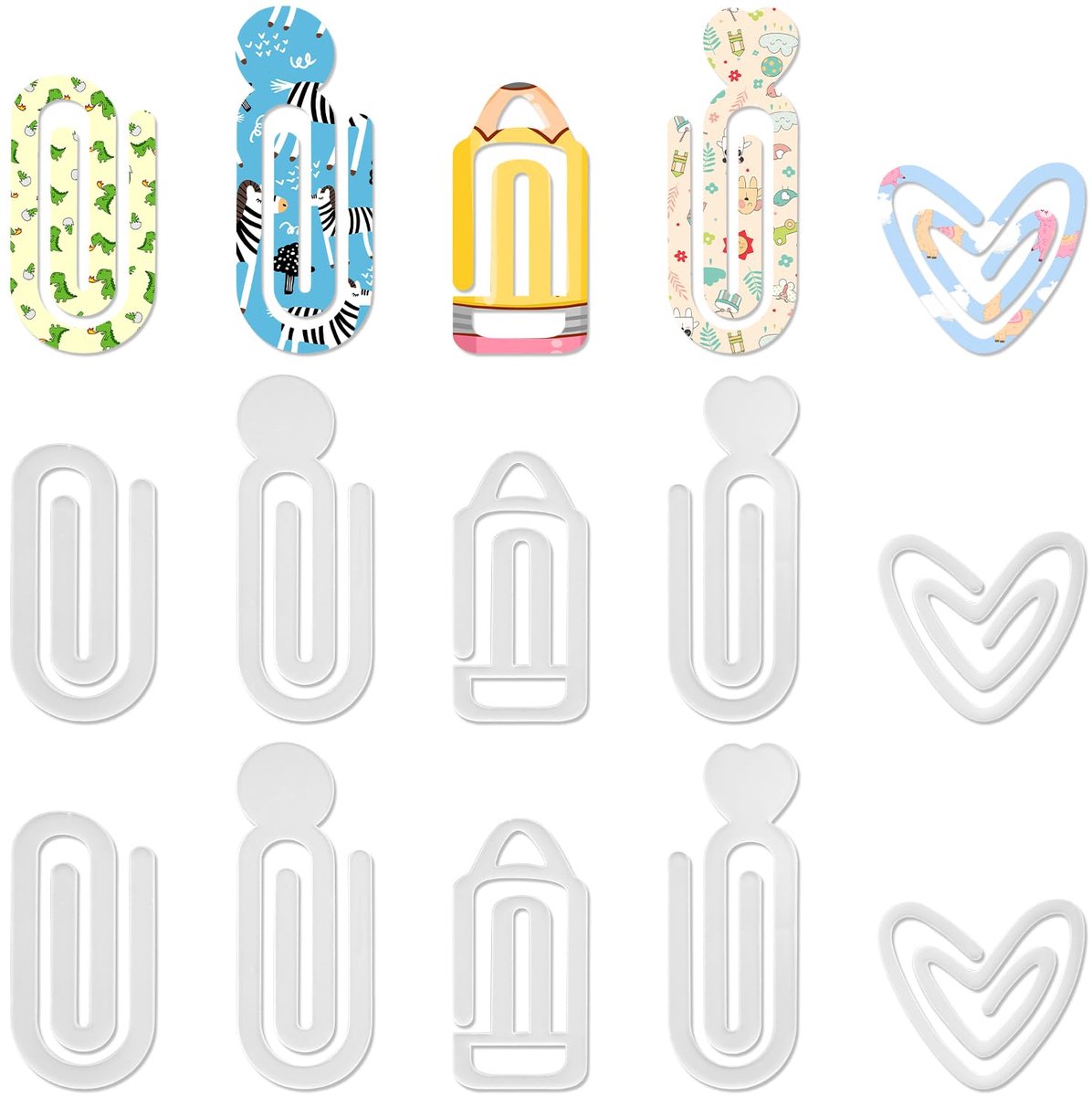15st Sublimatie Blanco Paperclips, Acryl Sublimatie Paperclips Knutselbenodigdheden Gepersonaliseerde Warmteoverdracht Blanco Clip voor Thuis Kantoor Doe-Het-Zelf Knutselgebruik (5 Stijlen)