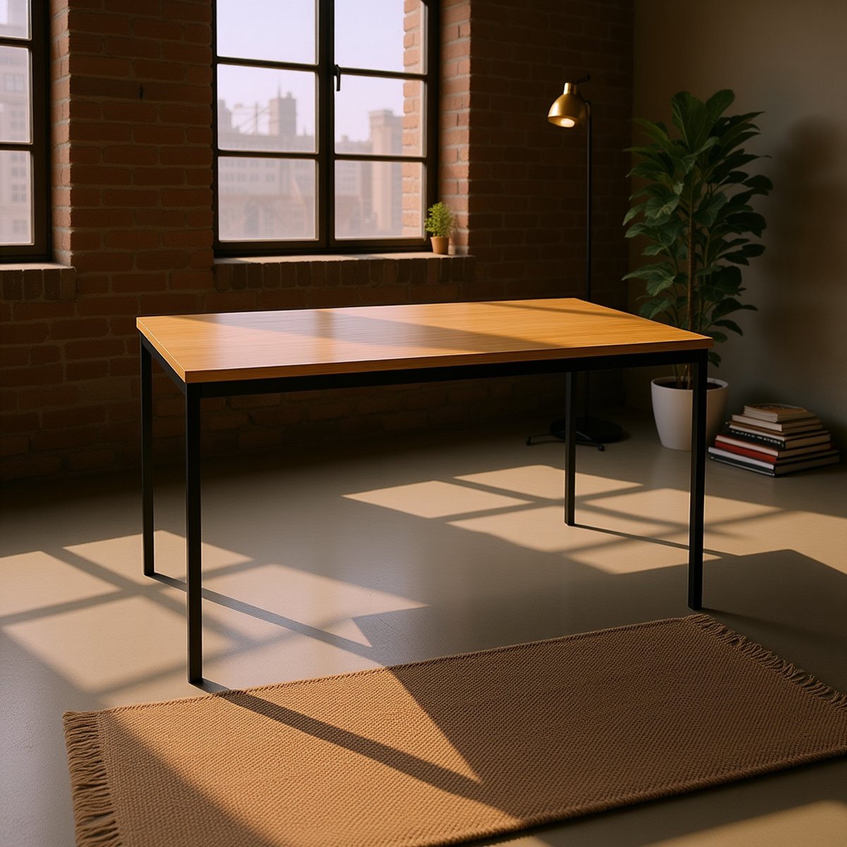 Industrieel Bureau – Groot Computer Bureau 160 x 80 cm – Multifunctionele Vergadertafel & Eettafel – Stevig Schrijf- en Kantoor Tafel met Metalen Frame – Rechthoekig Werktafel – Zwart Beuken – HomeByNicole