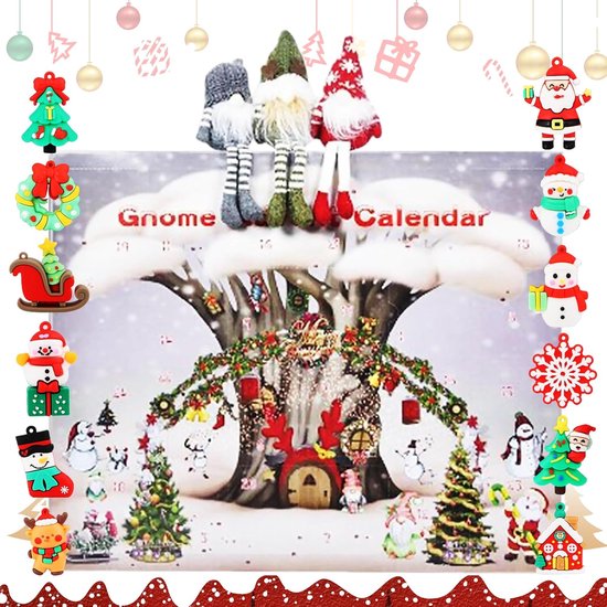 Kerst Dwarf Advent Kalender 2024 - Kerst Countdown Kalender - 24 Dagen Gnome Advent Kalender met Verzamelbare Kaboue Poppen - Kerstmis Versiering - Koue Kalender - Cadeau