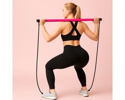 Pilates Bar Kit - Pilates Stick - Pilates Set -Fitness Elastiek - Professionele Fitness Bar - Pilates Bar - Yoga & Fitness - Yoga Stok - Resistance Band Set - Weerstandsbanden - Full Body Workout - Thuis Gym - Fitness Elastiek - Gymstick - Roze