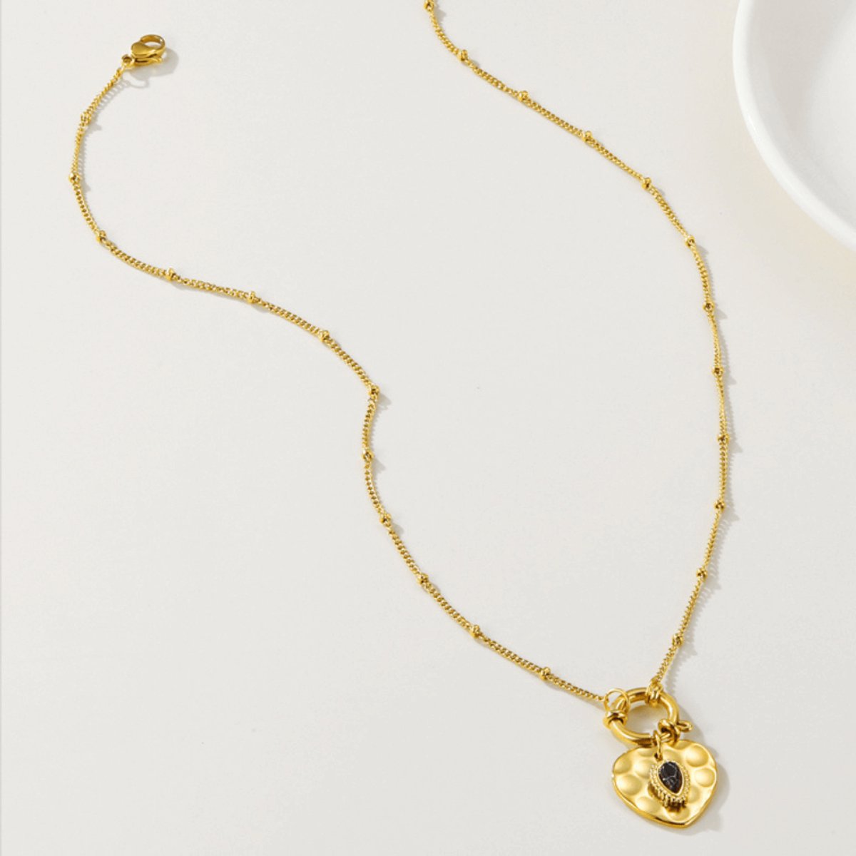 Ketting goud met hartjes bedel - waterproof - stainless steel - kadotip feestdagen
