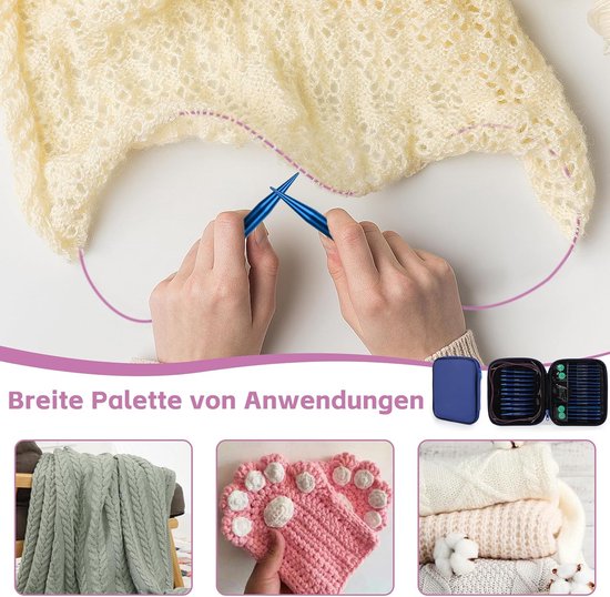 Breinaalden Set 3.0-10.0 Mm Rondbreinaaldenset, Vervangbaar, 3,0-10,0 Mm, Aluminium Rondbreinaalden Met Ergonomische Handgrepen, Verwisselbare Breinaalden Voor Handgemaakt Doe-het- Zelf Breien, Beginners En Professionals Breinaalden 3.0-10.0 Mm