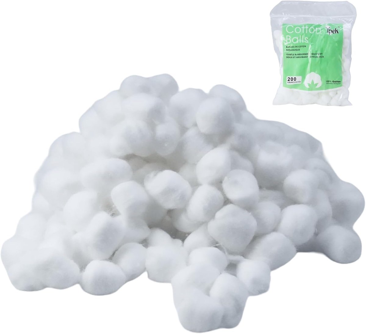Make-up katoenen ballen - 200 stuks - pure make-up - biologisch - wit - voor baby's - vetoplosser - voor schoonheidssalon - cosmetisch gebruik