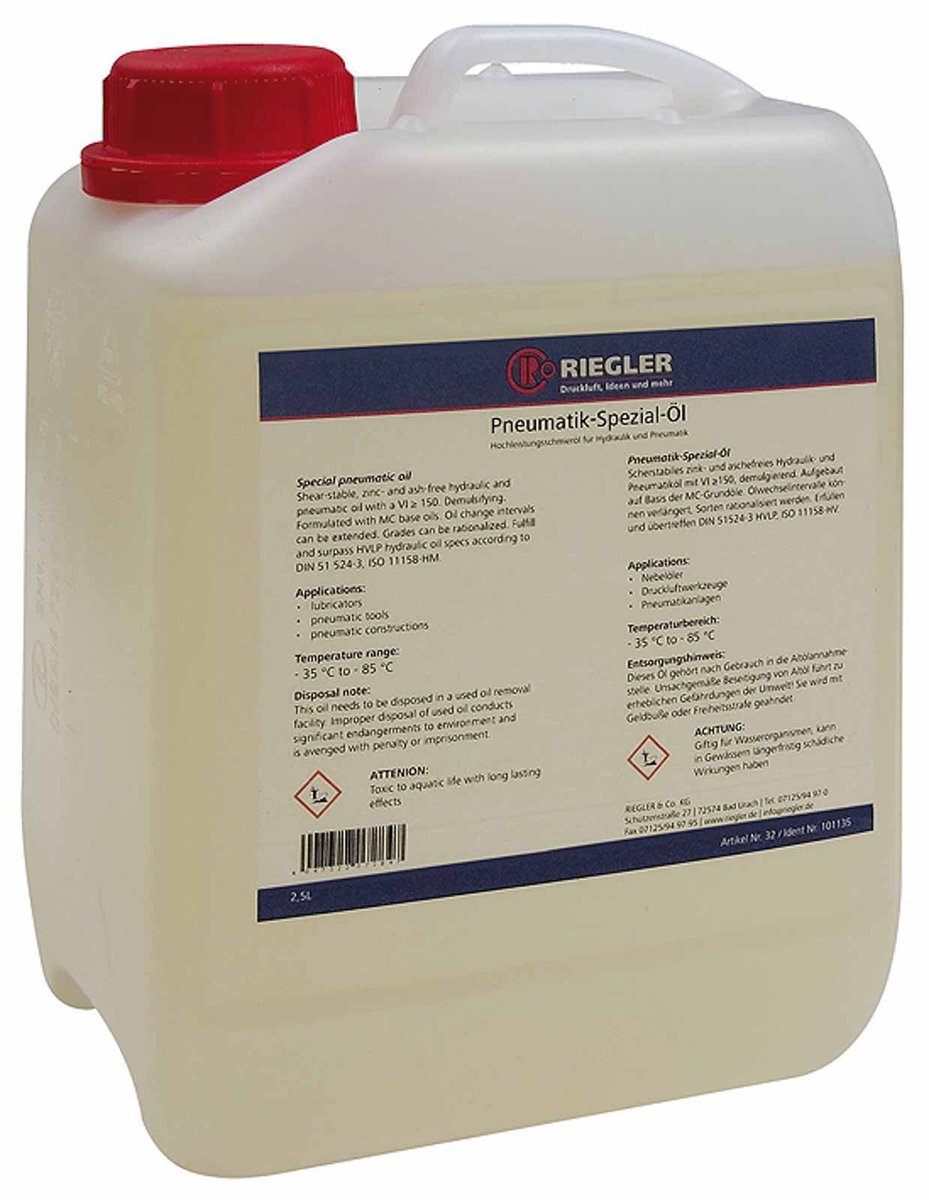 Riegler Pneumatiek-speciale olie in jerrycan 2,5 liter incl. doos en documentatie - 101135