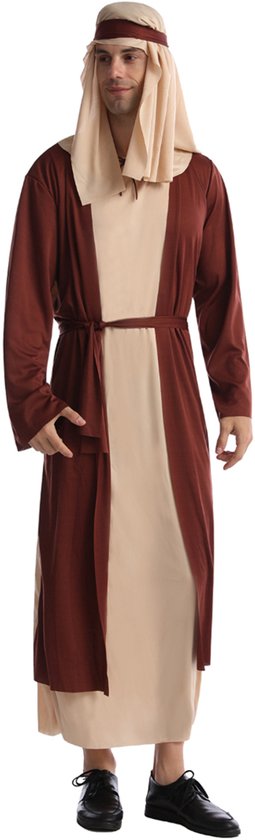 Kostuum Jezus – One Size – Inclusief Gewaad, Riem en Hoofdkapje – Religieus Kostuum – Carnaval & Themafeest Verkleedkleding