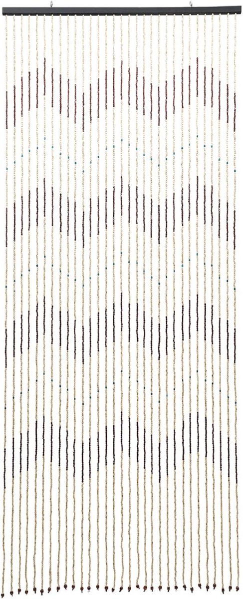 Deurgordijn Kralen - Macrame - 90x200cm - Bruin en wit