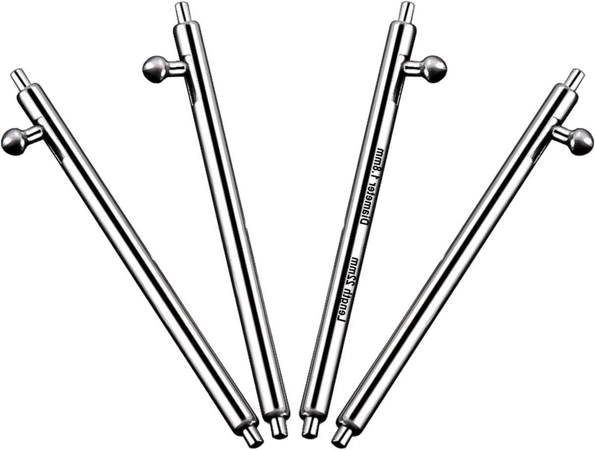 Allecto plus - Quick Release veerpennen set van 4 stuks voor horlogeband - Roestvrij staal - 22 mm - Sportief - Veerpennen van 18 mm, 20 mm, 22 mm, 24 mm, 26 mm - Ø 1,80 mm - Armbandverbinding - Horlogebehuizing