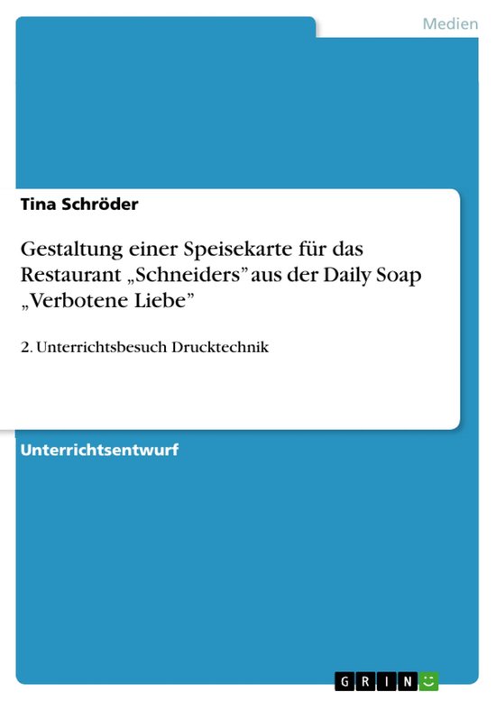 Gestaltung einer Speisekarte für das Restaurant „Schneide ... - cover