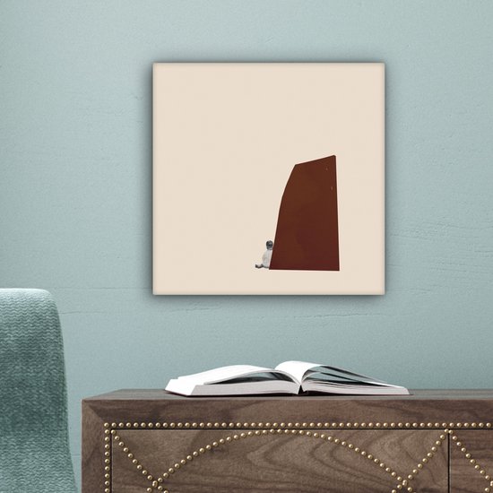 Canvas - Abstract - Jongen - Pastel - Bruin - Abstracte - 20x20 cm - Schilderijen op canvas - Canvas schilderij
