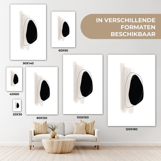 Canvas schilderij 60x90 cm - Wanddecoratie Zwart - Verf - Pastel - Muurdecoratie woonkamer - Slaapkamer decoratie - Kamer accessoires - Schilderijen op canvas