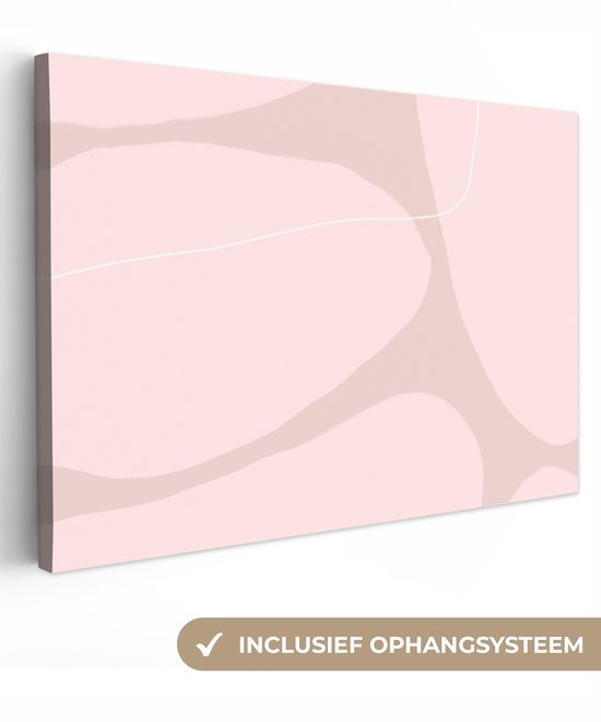 Toile Peinture Rose - Formes Géométriques - Abstrait - 150x100 cm - Décoration murale