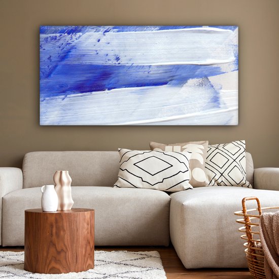 Peinture sur toile - Design - Blauw - 160x80 cm - Décoration murale