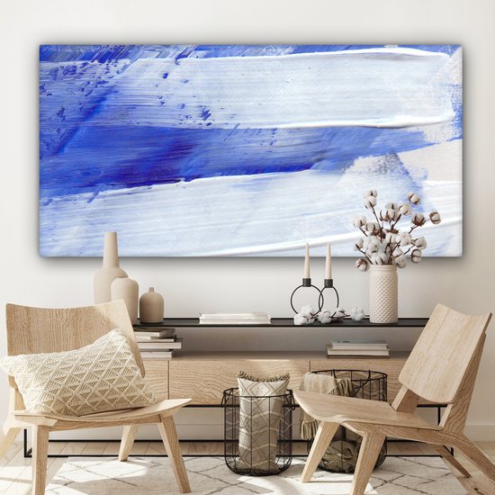 Peinture sur toile - Design - Blauw - 160x80 cm - Décoration murale