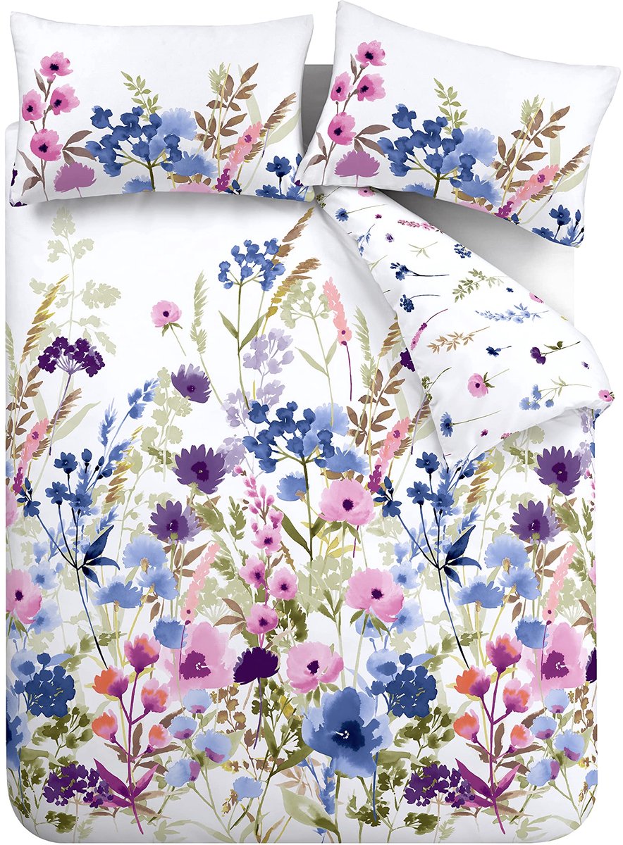Ibenzoa Stijlvol en omkeerbaar beddengoedset met bloemenpatroon voor kingsize bedden roze blauw