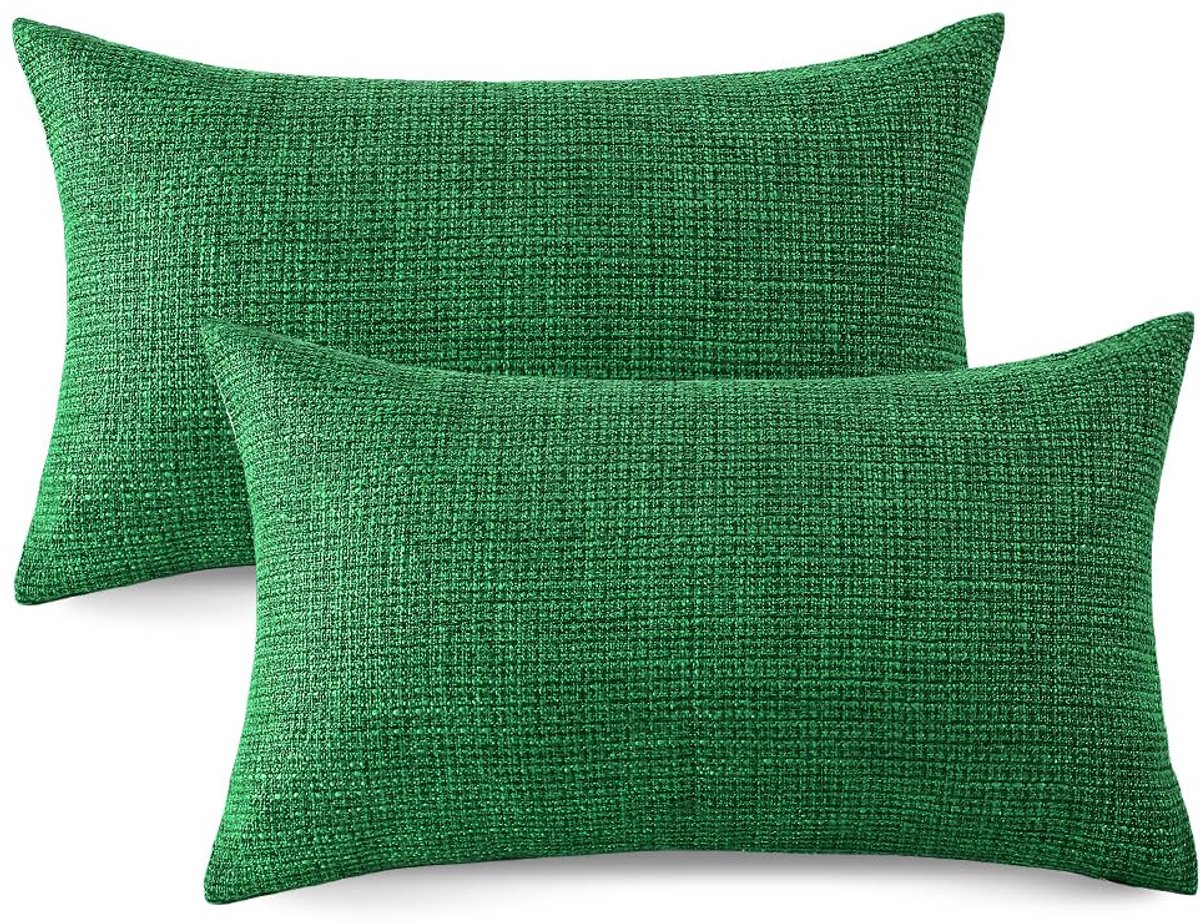 Ibenzoa Set van Twee Moderne Effen Kussenhoezen van Linnen voor Huisdecoratie groen