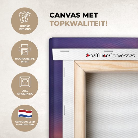 Toile - Statue de Bouddha - Silhouette - Coucher de soleil - Spirituel - Peintures salon - Peinture sur toile - Canvasdoek - 80x40 cm - Décoration murale