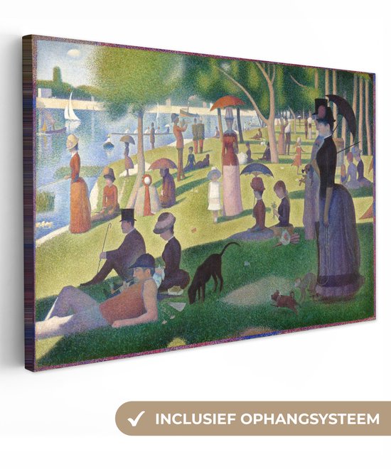 Canvas schilderij 120x80 cm - Wanddecoratie Zondagmiddag op het eiland van La Grande Jatte - Schilderij van Claude Monet - Muurdecoratie woonkamer - Slaapkamer decoratie - Kamer accessoires - Schilderijen op canvas