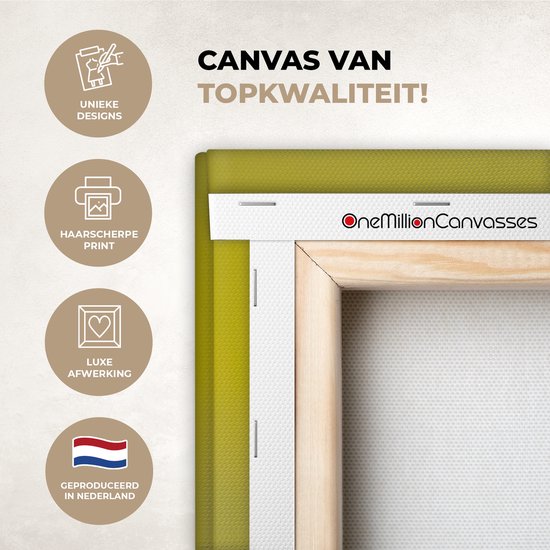 Toile - Tableau - Vogel - Animaux - Barge à queue noire - Perche - Vert - Peintures sur toile - Photo sur toile - 120x160 cm - Décoration murale - Salon