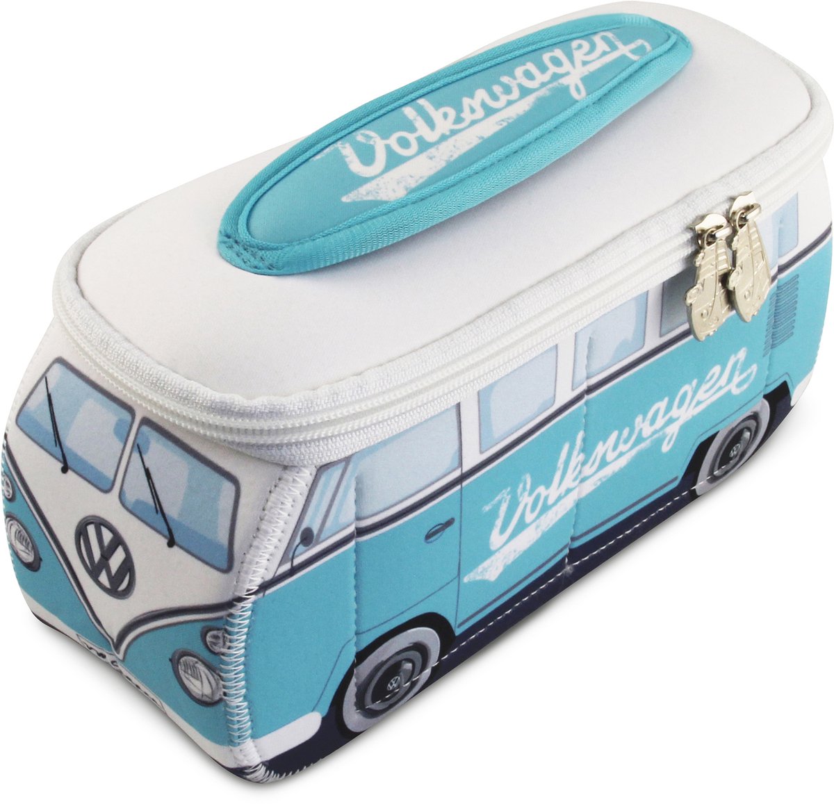 BRISA VW Collection - Volkswagen neopreen universele make-up-, cosmetica-, reisapotheek-tas in T1 Bulli Bus-design - Lichtblauw