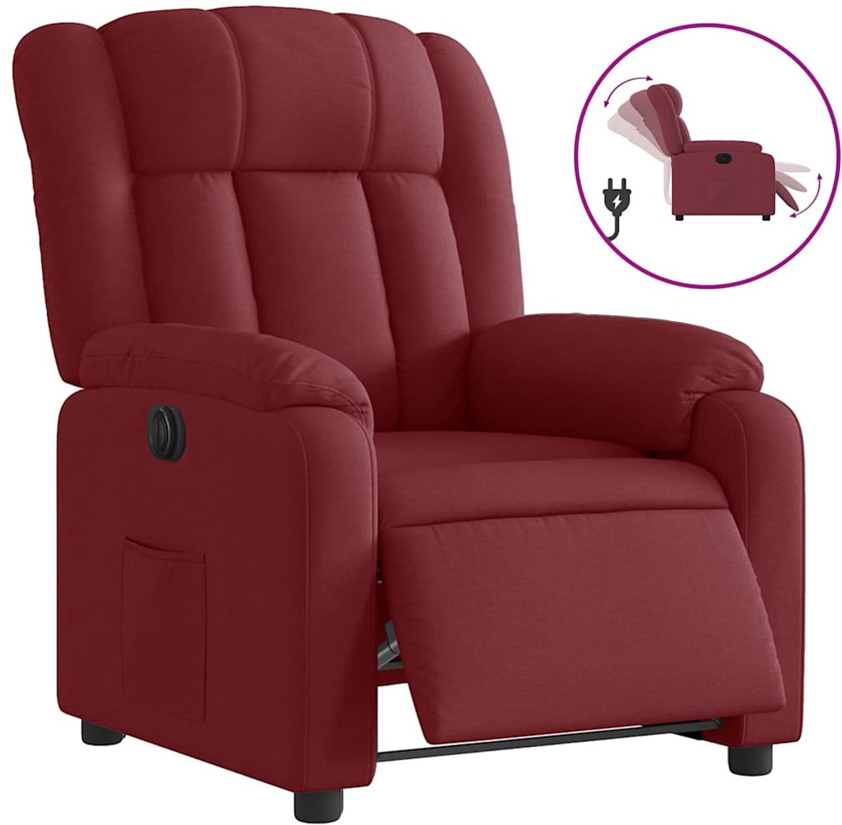 vidaXL Fauteuil - verstelbaar - elektrisch - stof - wijnrood