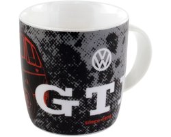 BRISA VW Collection – Volkswagen stor keramik kaffe-te-cappuccino-mugg för köket i GTI-design (370 ml/GTI svart/röd)