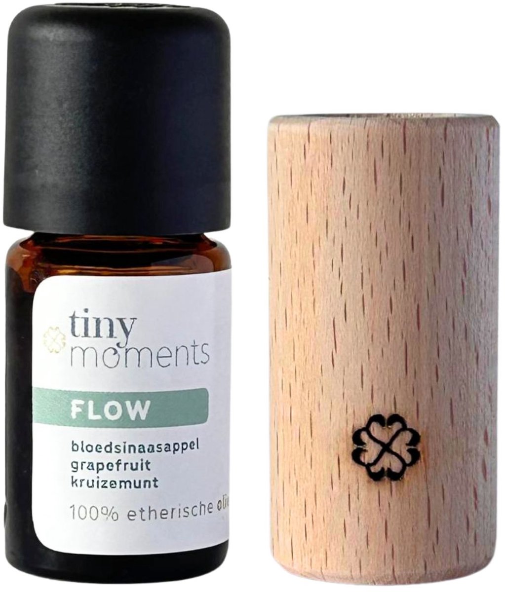 Tiny Moments Aroma Diffuser Set Flow - Houten Geurdiffuser met Etherische Olie - Bloedsinaasappel, Grapefruit, Munt