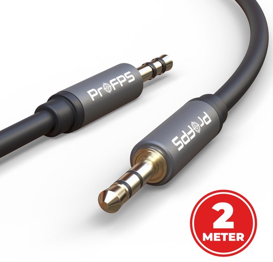 Câble auxiliaire jack 3,5 mm ProFPS 2 m – Male vers Male – Plaqué or – Zwart